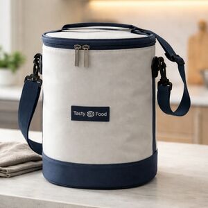 Source Unknown Blue and White Insulated Cooler Bag